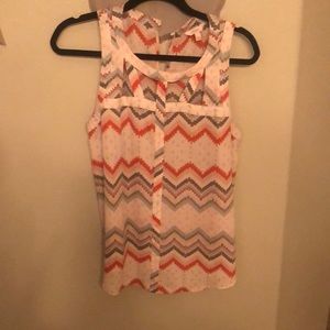 Multi color blouse sleeveless neck cut out detail